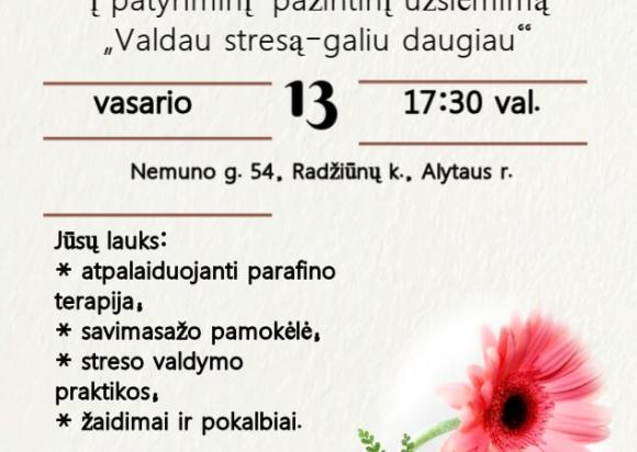 Kviečiame į renginį „Valdau stresą - galiu daugiau"